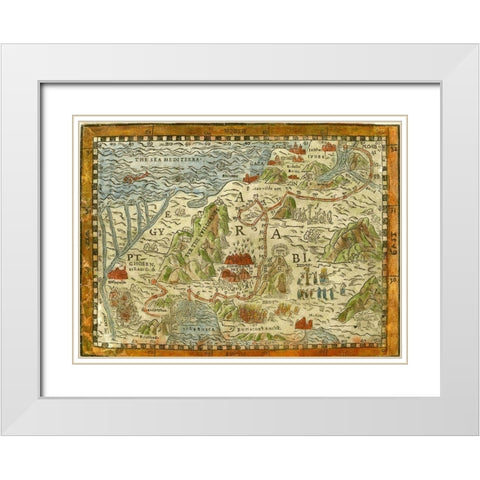 Exodus White Modern Wood Framed Art Print with Double Matting by Vintage Maps