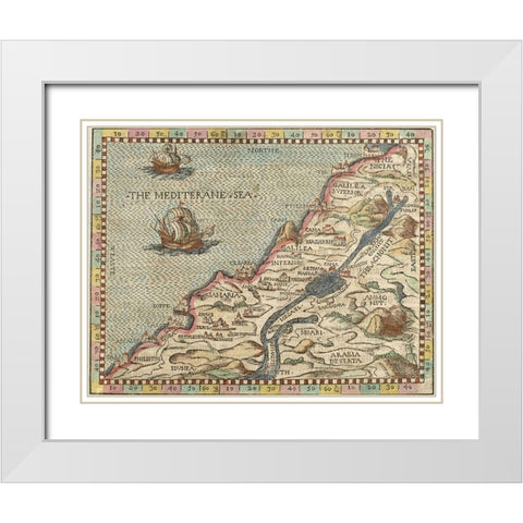 Holy Land White Modern Wood Framed Art Print with Double Matting by Vintage Maps