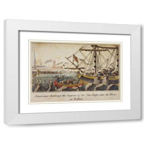 Boston Tea Party White Modern Wood Framed Art Print with Double Matting by Vintage Places