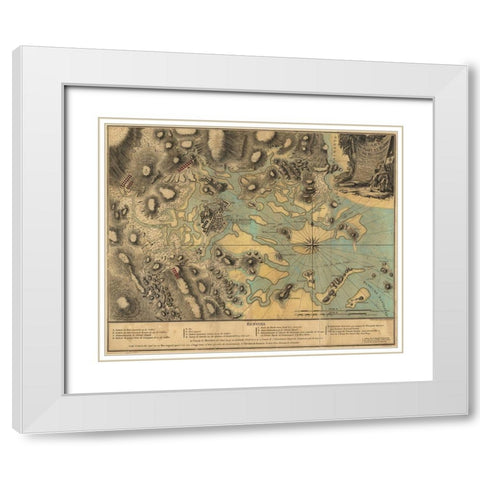 Map of Boston during the Revolution White Modern Wood Framed Art Print with Double Matting by Vintage Places
