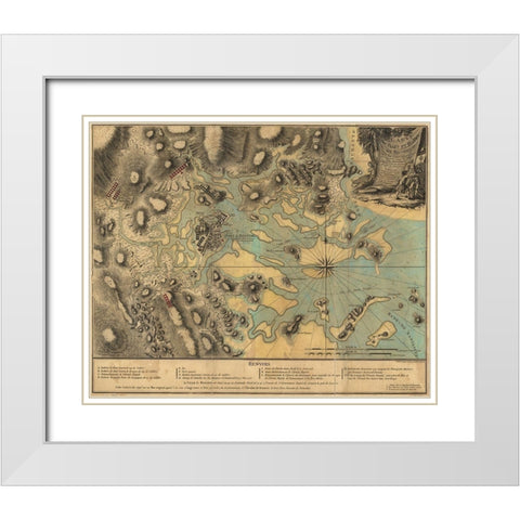 Map of Boston during the Revolution White Modern Wood Framed Art Print with Double Matting by Vintage Places