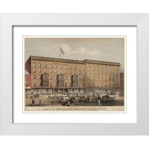 American House Hotel Hanover Street White Modern Wood Framed Art Print with Double Matting by Rice, Lewis