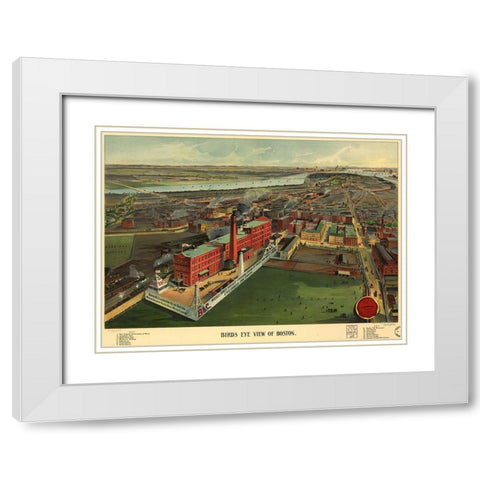 Birds Eye View of Boston 1902 White Modern Wood Framed Art Print with Double Matting by Beach and Claridge Co