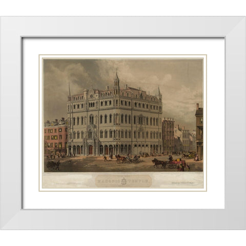 Masonic Temple White Modern Wood Framed Art Print with Double Matting by Buford