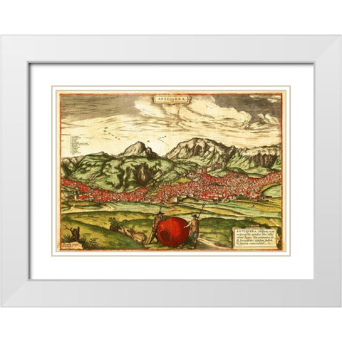 Antequera Malaga Spain White Modern Wood Framed Art Print with Double Matting by Hogenberg, Braun