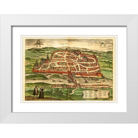Blois White Modern Wood Framed Art Print with Double Matting by Hogenberg, Braun