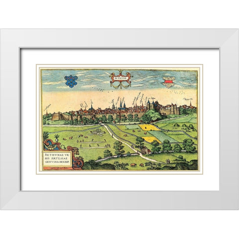 Bethune White Modern Wood Framed Art Print with Double Matting by Hogenberg, Braun
