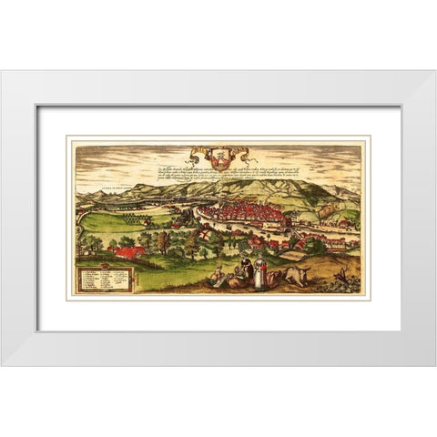 Bilbao White Modern Wood Framed Art Print with Double Matting by Hogenberg, Braun