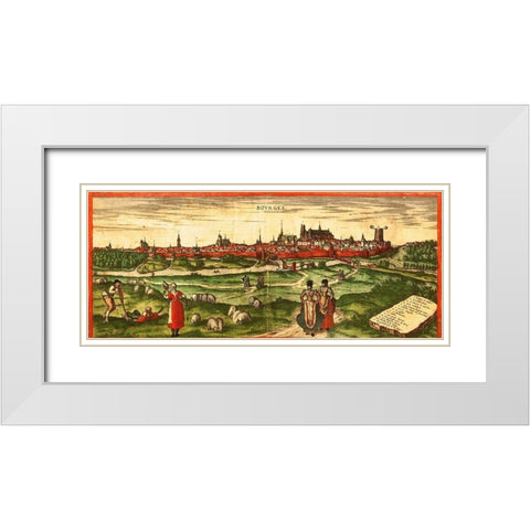 Bourges A Roman City White Modern Wood Framed Art Print with Double Matting by Hogenberg, Braun