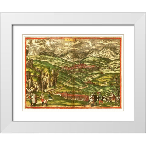 Alhama de Granada White Modern Wood Framed Art Print with Double Matting by Hogenberg, Braun