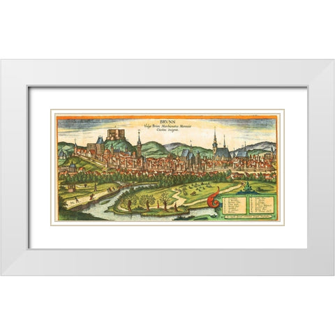 Brno White Modern Wood Framed Art Print with Double Matting by Hogenberg, Braun