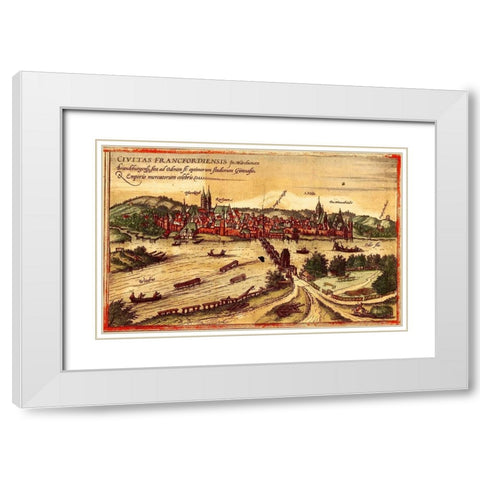 Frankfurt an der Oder White Modern Wood Framed Art Print with Double Matting by Hogenberg, Braun
