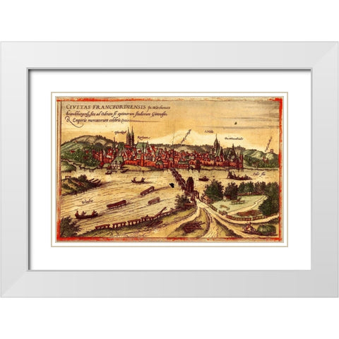 Frankfurt an der Oder White Modern Wood Framed Art Print with Double Matting by Hogenberg, Braun