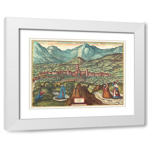 Fondi Italy White Modern Wood Framed Art Print with Double Matting by Hogenberg, Braun
