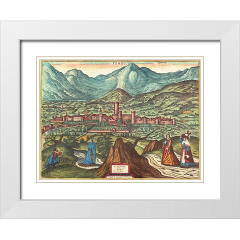 Fondi Italy White Modern Wood Framed Art Print with Double Matting by Hogenberg, Braun