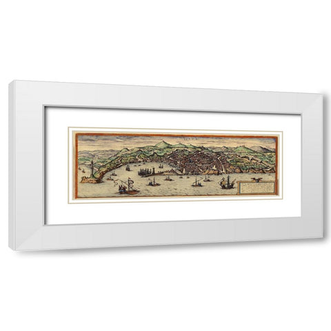 Genoa White Modern Wood Framed Art Print with Double Matting by Hogenberg, Braun
