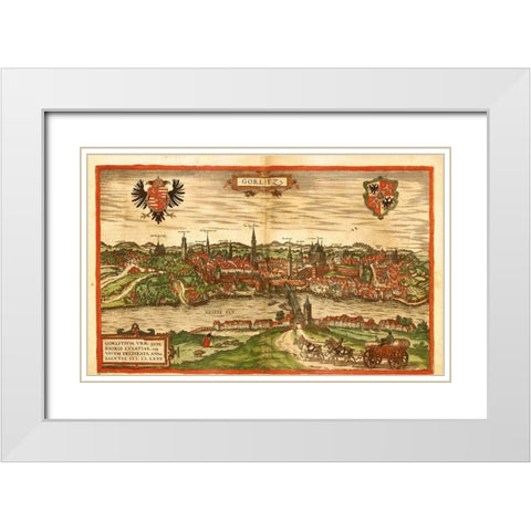 Gorlitz Germany White Modern Wood Framed Art Print with Double Matting by Hogenberg, Braun
