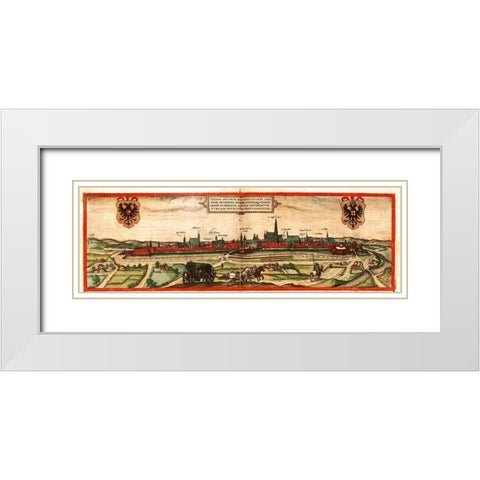 Vienna Austria Wien White Modern Wood Framed Art Print with Double Matting by Hogenberg, Braun