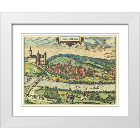 Arnsberg Germany White Modern Wood Framed Art Print with Double Matting by Hogenberg, Braun
