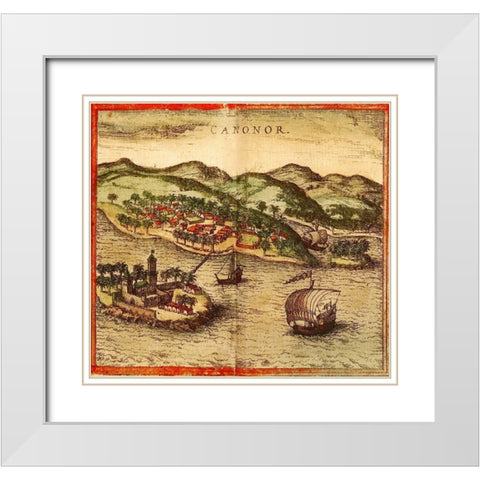 Cannanore Kannur India White Modern Wood Framed Art Print with Double Matting by Hogenberg, Braun