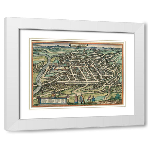 Vilnius Vilna Lithuania White Modern Wood Framed Art Print with Double Matting by Hogenberg, Braun