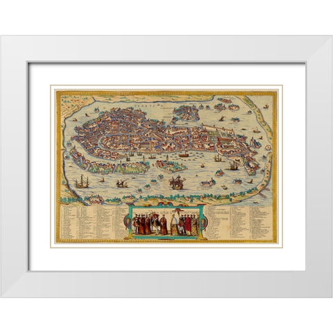 Venice Italy White Modern Wood Framed Art Print with Double Matting by Hogenberg, Braun