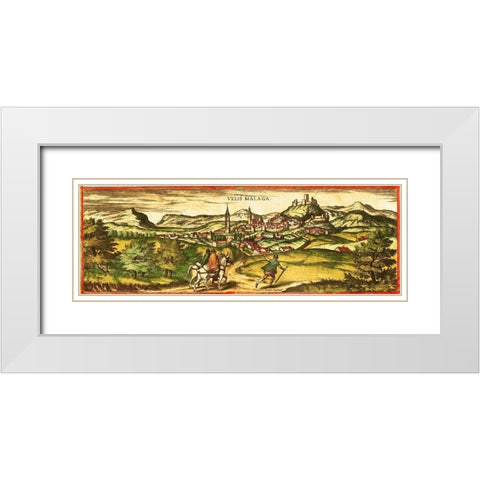 Velez Malaga Spain White Modern Wood Framed Art Print with Double Matting by Hogenberg, Braun
