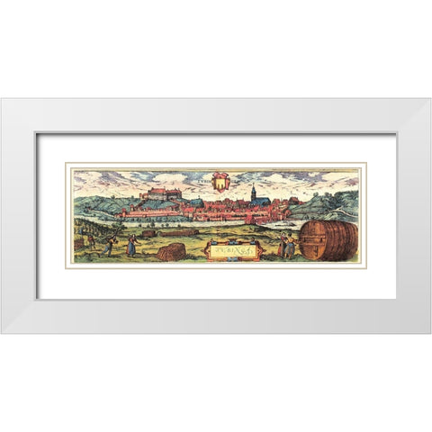 Tubingen White Modern Wood Framed Art Print with Double Matting by Hogenberg, Braun