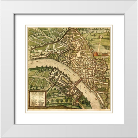 Basel Basle Switzerland White Modern Wood Framed Art Print with Double Matting by Hogenberg, Braun