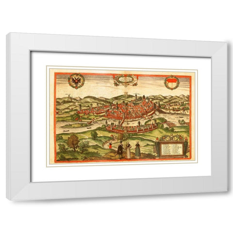 Swabischhall Swabia Germany White Modern Wood Framed Art Print with Double Matting by Hogenberg, Braun