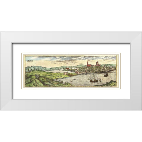 Stockholm Sweden White Modern Wood Framed Art Print with Double Matting by Hogenberg, Braun