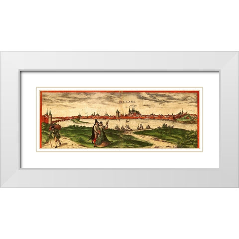 Orleans France White Modern Wood Framed Art Print with Double Matting by Hogenberg, Braun