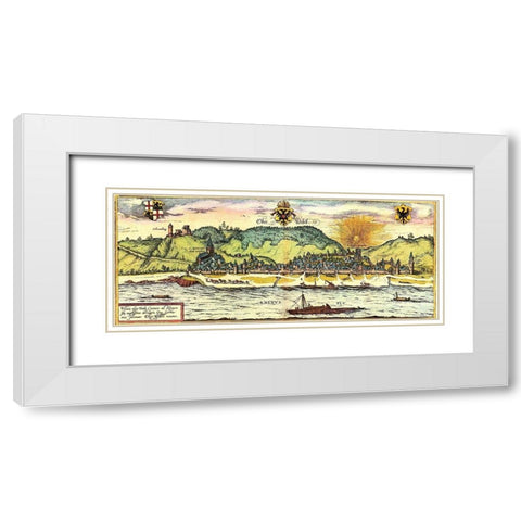 Oberwesel Germany White Modern Wood Framed Art Print with Double Matting by Hogenberg, Braun