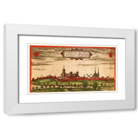 Kleve Germany White Modern Wood Framed Art Print with Double Matting by Hogenberg, Braun