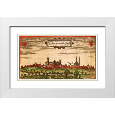 Kleve Germany White Modern Wood Framed Art Print with Double Matting by Hogenberg, Braun