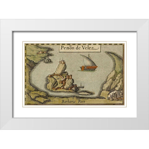 Penon de Velez de la Gomera White Modern Wood Framed Art Print with Double Matting by HONDIUS