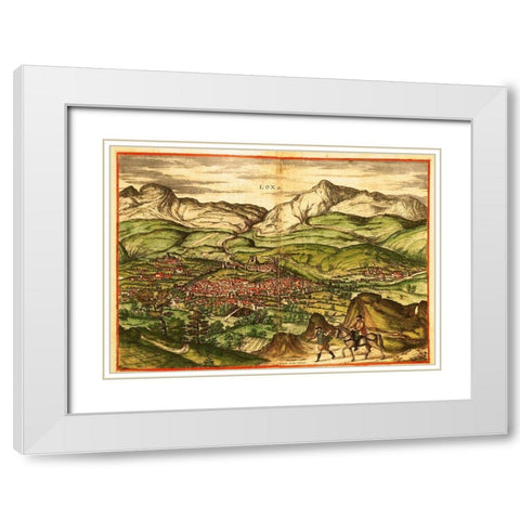 Loja Granada Spain White Modern Wood Framed Art Print with Double Matting by Hogenberg, Braun