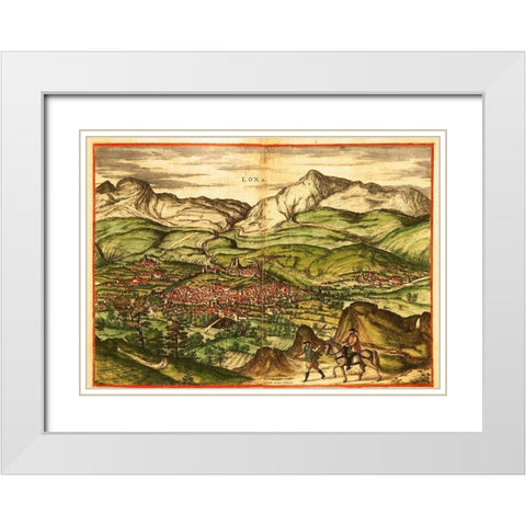 Loja Granada Spain White Modern Wood Framed Art Print with Double Matting by Hogenberg, Braun
