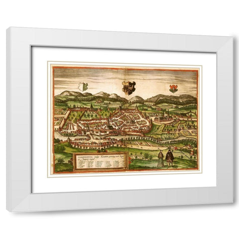 Kempten White Modern Wood Framed Art Print with Double Matting by Hogenberg, Braun