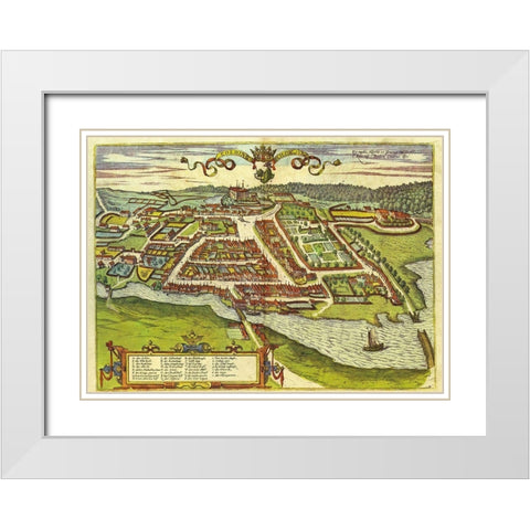 Kolding Denmark  White Modern Wood Framed Art Print with Double Matting by Hogenberg, Braun