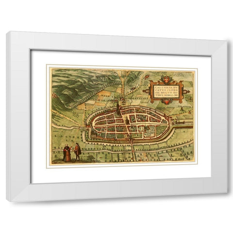 Kalkar Germany White Modern Wood Framed Art Print with Double Matting by Hogenberg, Braun