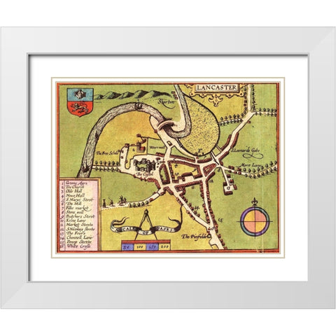 Lancaster England White Modern Wood Framed Art Print with Double Matting by Hogenberg, Braun