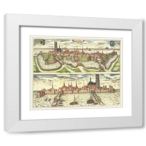 Harderwijk Netherlands Holland White Modern Wood Framed Art Print with Double Matting by Hogenberg, Braun