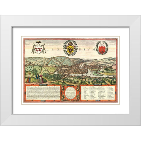 Liege Belgium White Modern Wood Framed Art Print with Double Matting by Hogenberg, Braun