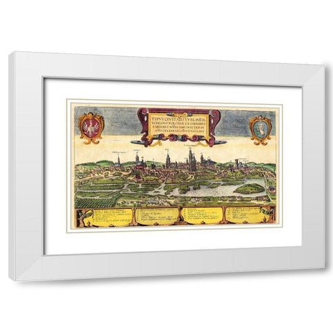 Lublin Poland White Modern Wood Framed Art Print with Double Matting by Hogenberg, Braun