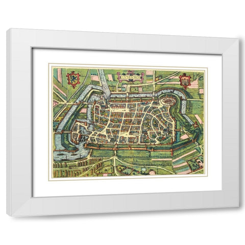 Edinburgh Scotland White Modern Wood Framed Art Print with Double Matting by Hogenberg, Braun