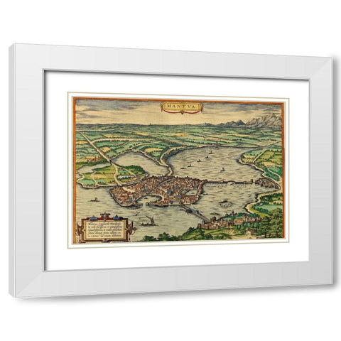 Mantua Italy White Modern Wood Framed Art Print with Double Matting by Hogenberg, Braun