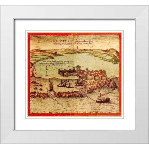 Asilah Morocco White Modern Wood Framed Art Print with Double Matting by Hogenberg, Braun