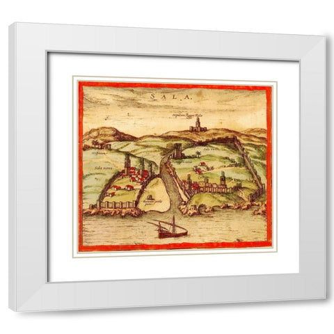 Sale Morocco White Modern Wood Framed Art Print with Double Matting by Hogenberg, Braun