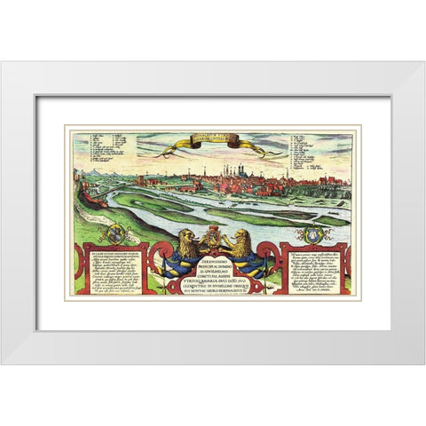 Munich Munchen Germany White Modern Wood Framed Art Print with Double Matting by Hogenberg, Braun